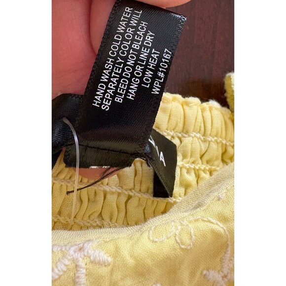 AQUA NWT Yellow Eyelet Mini Off Shoulder Dress Size XL Cottagecore Prairie Boho - Picture 13 of 13